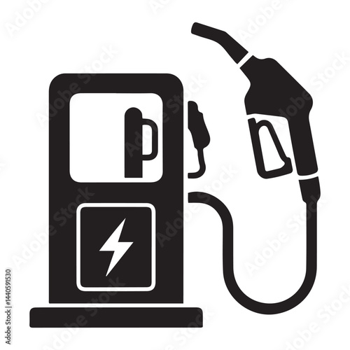 gas pump Vector Black silhouettes, Gas pump and electric charge station icon. with white background