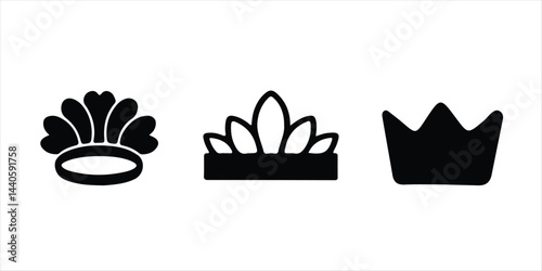 crown vector silhouette hand drawn illustration on white background. crown set.
