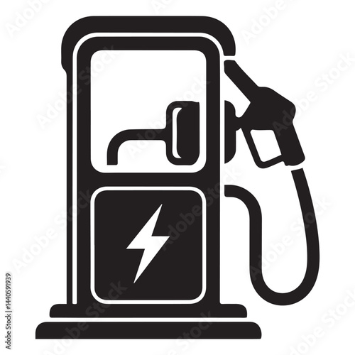 gas pump Vector Black silhouettes, Gas pump and electric charge station icon. with white background