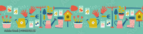 Cute hand drawn gardening tools and equipment, great for textiles, wallpapers, banners - vector design