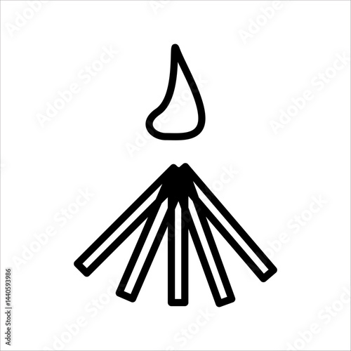 Campfire Icon Bonfire Camping Bon Camp Wood Fire Flames Burn Vector Black White Silhouette Symbol Sign Graphic Clipart Artwork Illustration Pictogram