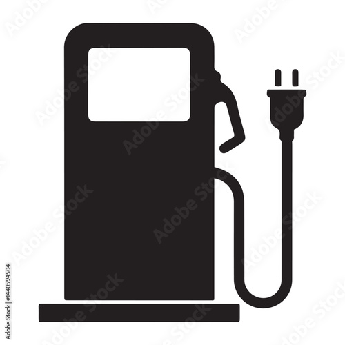 gas pump Vector Black silhouettes, Gas pump and electric charge station icon. with white background