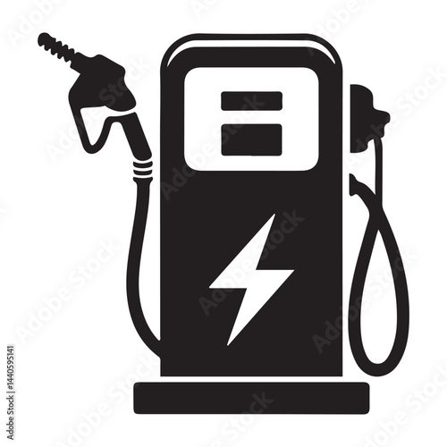 gas pump Vector Black silhouettes, Gas pump and electric charge station icon. with white background