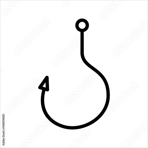 Fishing hook icon, silhouette, logo on white background