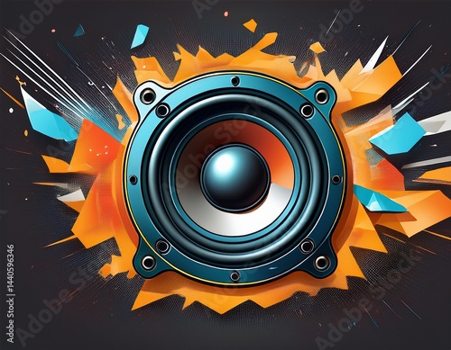 creative audio speaker illustration powerful audio speaker crack flor to which it is attached power of audio system car audio system electronic music music festivals