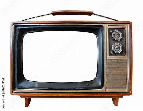 retro television old vintage tv with frame screen isolate for object retro technology