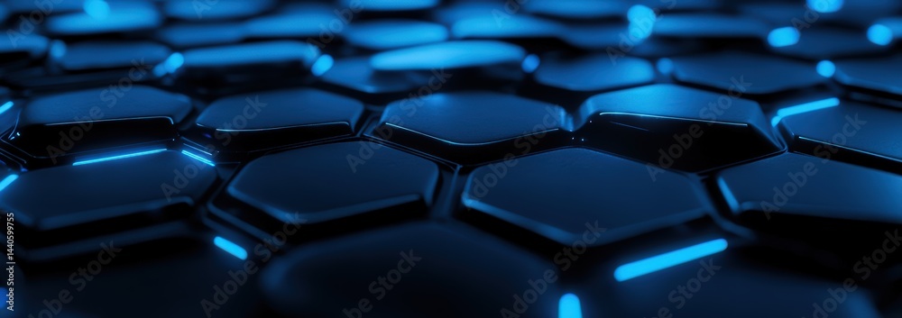 abstract futuristic background with glowing blue planet and hexagon shapes, digital technology banner with global network connection concept on dark background abstract futuristic background with glowing blue planet and hexagon shapes, digital technology banner with global network connection concept on dark background
