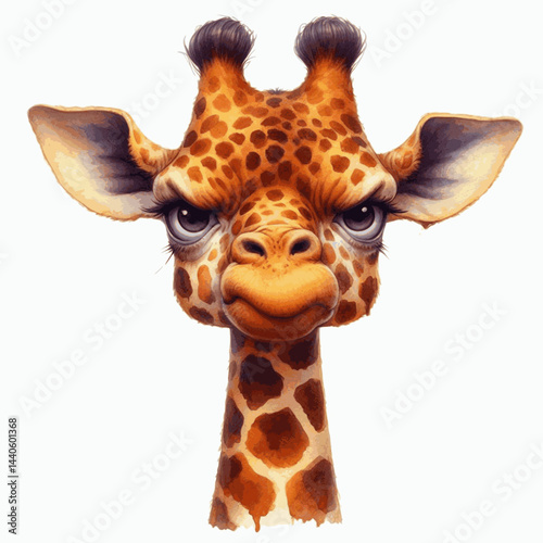 Storm in Spots: angry hues giraffe angry isolated watercolor vector illustration svg 