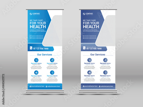 Medical Roll-Up Banner Template – Healthcare & Clinic Standee Design