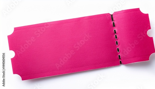 blank pink movie or raffle ticket isolated white background photo