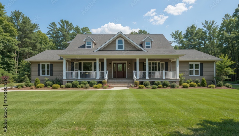 Fototapeta premium Ranch-style house with a spacious front porch