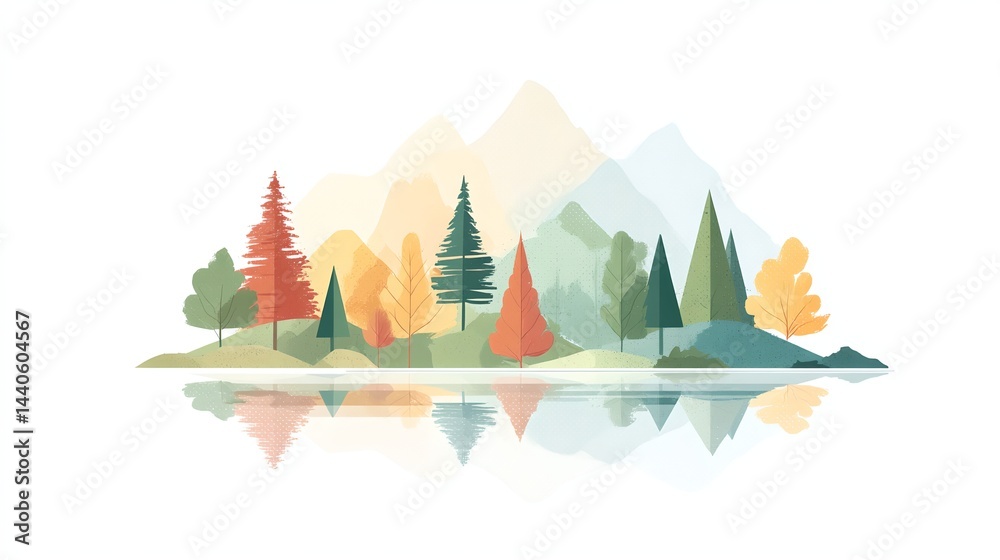 A landscape with a lake and trees