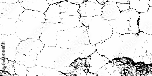 Dust or old grunge concrete building damaged grunge wall black and white texture effect white background.