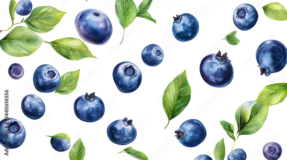 Fresh Blueberries and Leaves Isolated on Transparent Background Fresh Blueberries and Leaves Isolated on Transparent Background