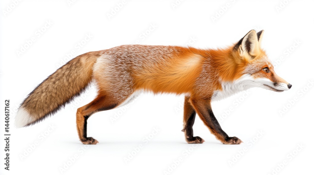 Fototapeta premium Red Fox Walking, Isolated Wildlife Photo