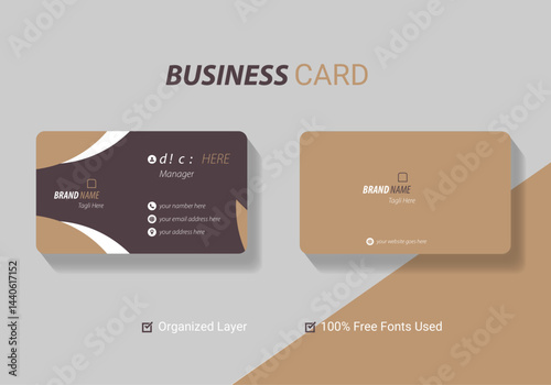 Professional Double-sided simple clean horizontal business card template