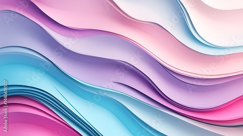 A Abstract pastel paper waves in soft tones,
Modern colorful background with layered texture,
Creative minimal flow for design and digital art illustration for your design.

