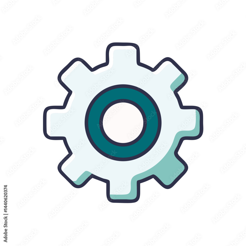 Icon of a Gear Symbolizing Settings in a Flat Style and teal colors Icon of a Gear Symbolizing Settings in a Flat Style and teal colors