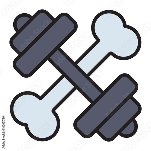 Dumbbell and bone strength fitness icon
