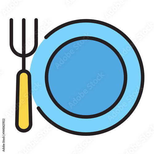 Meal plate and fork dining icon photo
