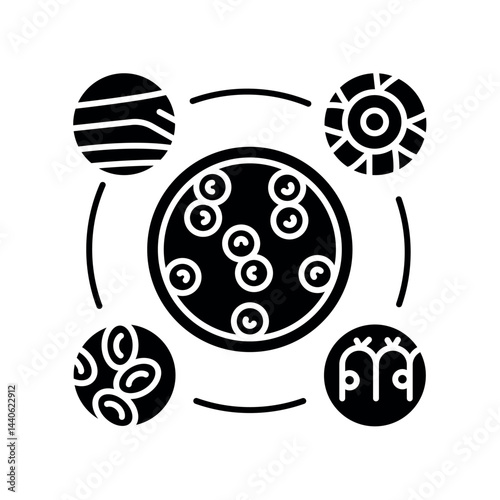Induced pluripotent stem cells black flat icon.