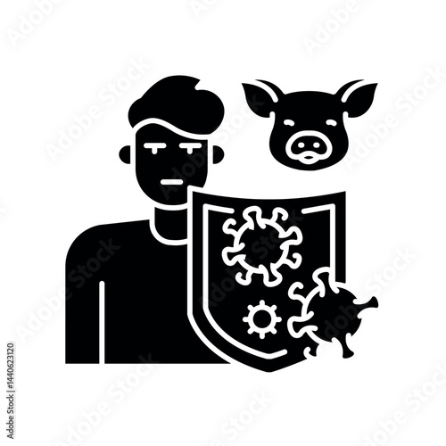Reducing zoonotic virus transmission black flat icon. Isolated