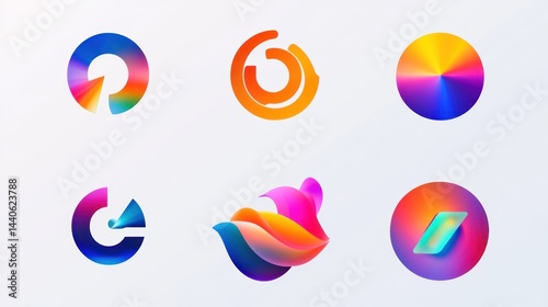 Six vibrant circular and abstract logo designs. Free Download Six vibrant circular and abstract logo designs. - GFXLoad