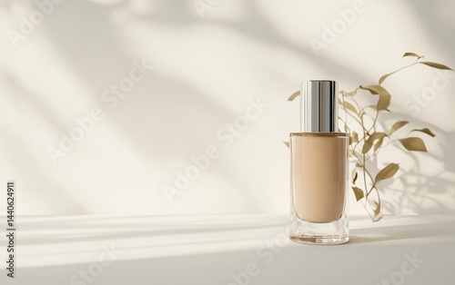 Wallpaper Mural Elegant Makeup Bottle on White Surface with Gentle Shadows Torontodigital.ca