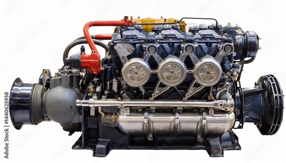 front view of old diesel engine isolated white background use fo front view of old diesel engine isolated white background use fo