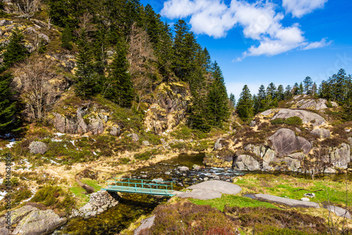 Obraz na płótnie Ars River in Spring from the Plateau above the Waterfall in Haut-Couserans, Ariège w salonie