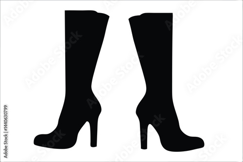 female legs black shoes silhouette vector, High heel boots clipart