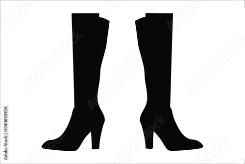 female legs black shoes silhouette vector, High heel boots clipart