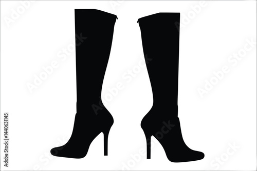 female legs black shoes silhouette vector, High heel boots clipart
