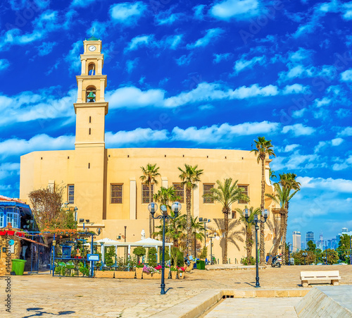 Obraz na płótnie St Peter Church, Kedumim Square, Jaffa, Tel Aviv, Israel w salonie