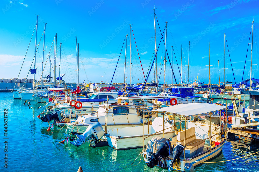 The yachts in port of Jaffa, Tel Aviv, Israel