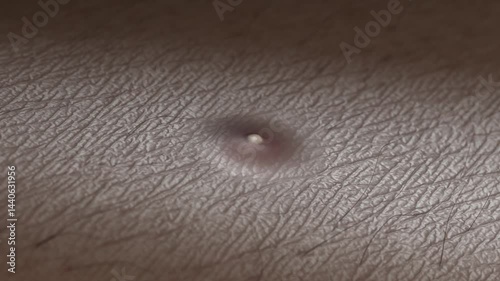 Afro skin surface acne growing and shrink macro, looped switch