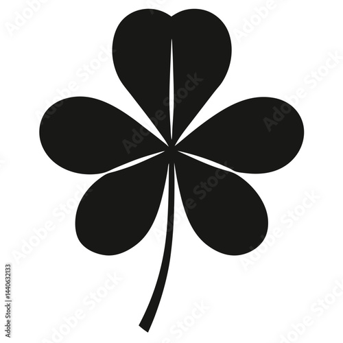 Black Four Leaf Silhouette Art