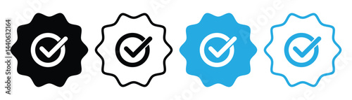 Certified and Approved Medal Icon Set for Quality Badges and Awards.