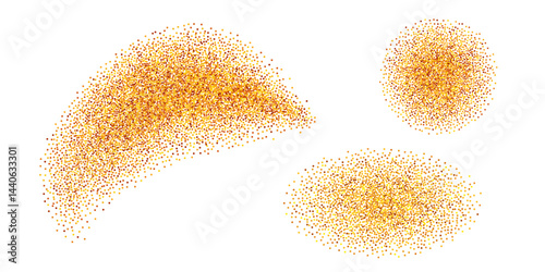 Spice turmeric powder, dor particle texture, cooking and seasoning. Curcuma, curry, spice. Swirl abstract shape. Vector isolated on white background