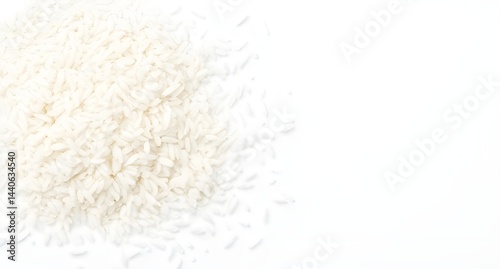 High-Quality Close-Up of White Rice on White Background