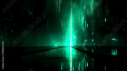 landscape of green techno roots spreading across desert terrains