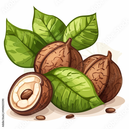 Walnuts on white background 