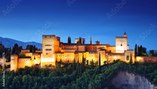 night view of famous alhambra european travel landmark