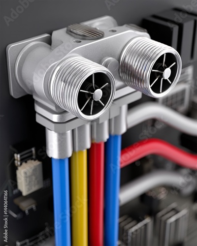 Obraz na płótnie Detailed View of Colorful Tubes and Connectors in a Modern Computer Cooling System w salonie
