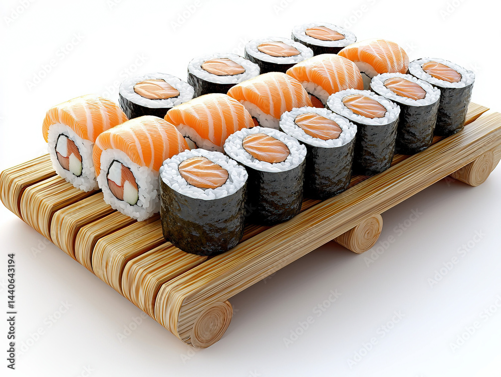 A depiction of a sushi mat used in making sushi rolls, emphasizing its significance in the process.