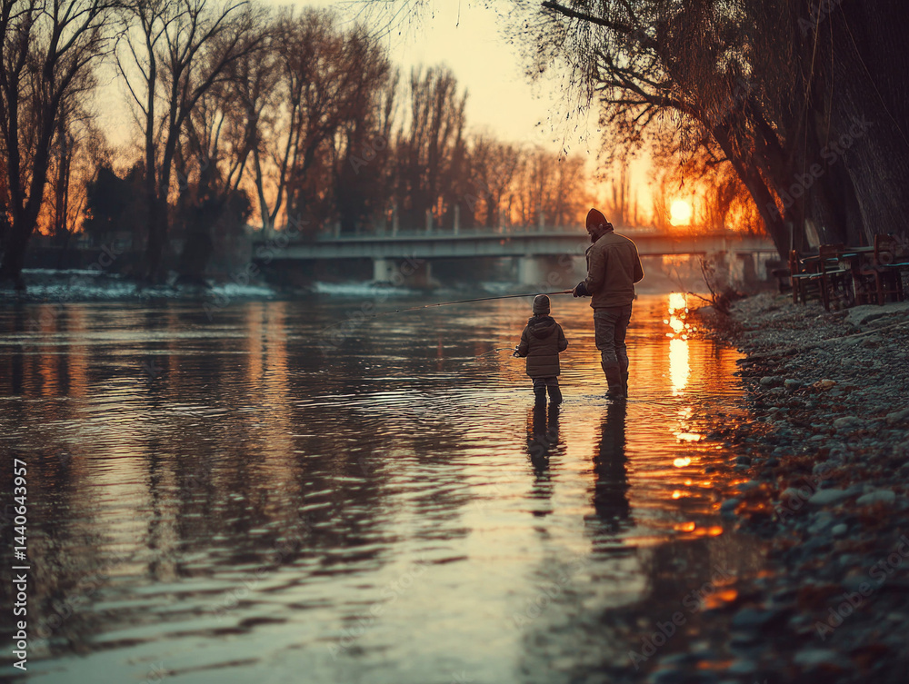 Golden Hour Fishing, Father & Son