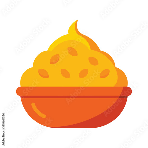 Bowl of hummus with seeds minimalist flat vector illustration