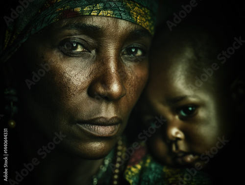 Obraz na płótnie Mother and Child, African Culture, Silent Strength. w salonie