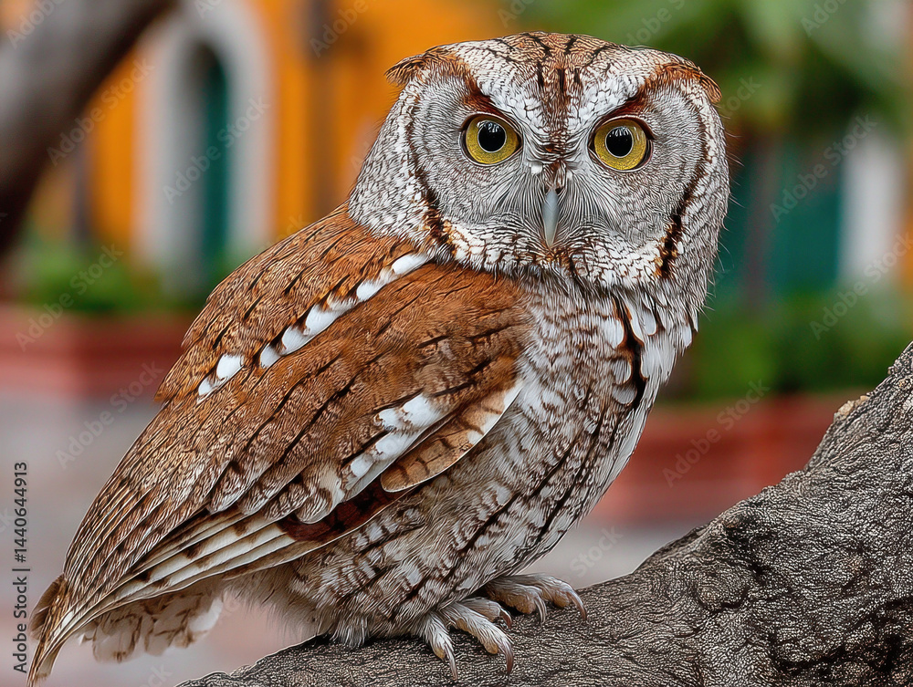 A picturesque image of a Western Screech Owl perched on a branch