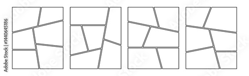 Set of collage grid manga comic storyboard layout panel blank template. Empty page frame for comic book, photo collage, poster, flyer. Vector illustration